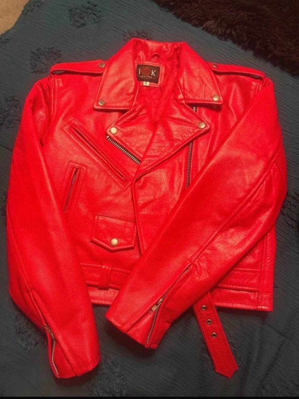 Classic Red Leather Moto Jacket - Women's Stylish Biker Coat